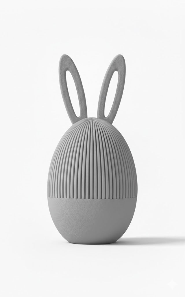 Arcana Egg in Grau als elegantes 3D-Druck Designstück mit klarer Silhouette – dezente Osterdekoration für zeitgemäße Wohnkonzepte.