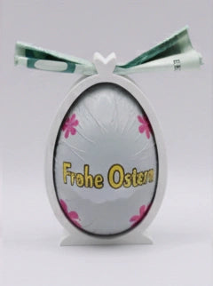 CashEgg in Weiß als stilvolle Geldgeschenk Idee zu Ostern mit Schokoladen-Überraschungsei von MUDIVO