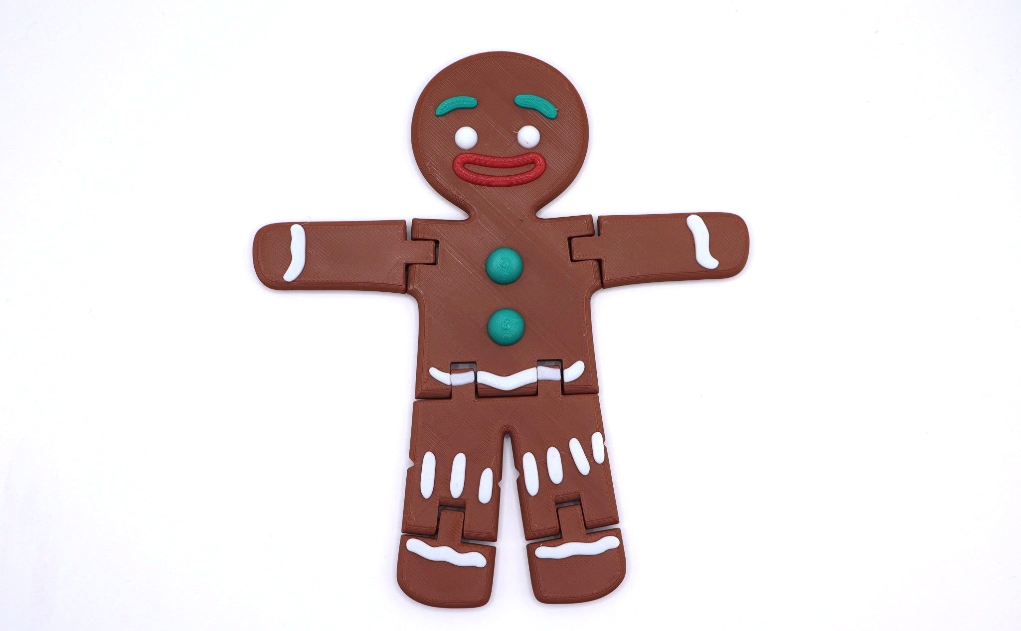 Mudivo GingerMood – detailreiche Lebkuchenfigur mit beweglichen Gliedmaßen in flacher Ansicht. Handgemachte Weihnachtsfreude pur. 🎄