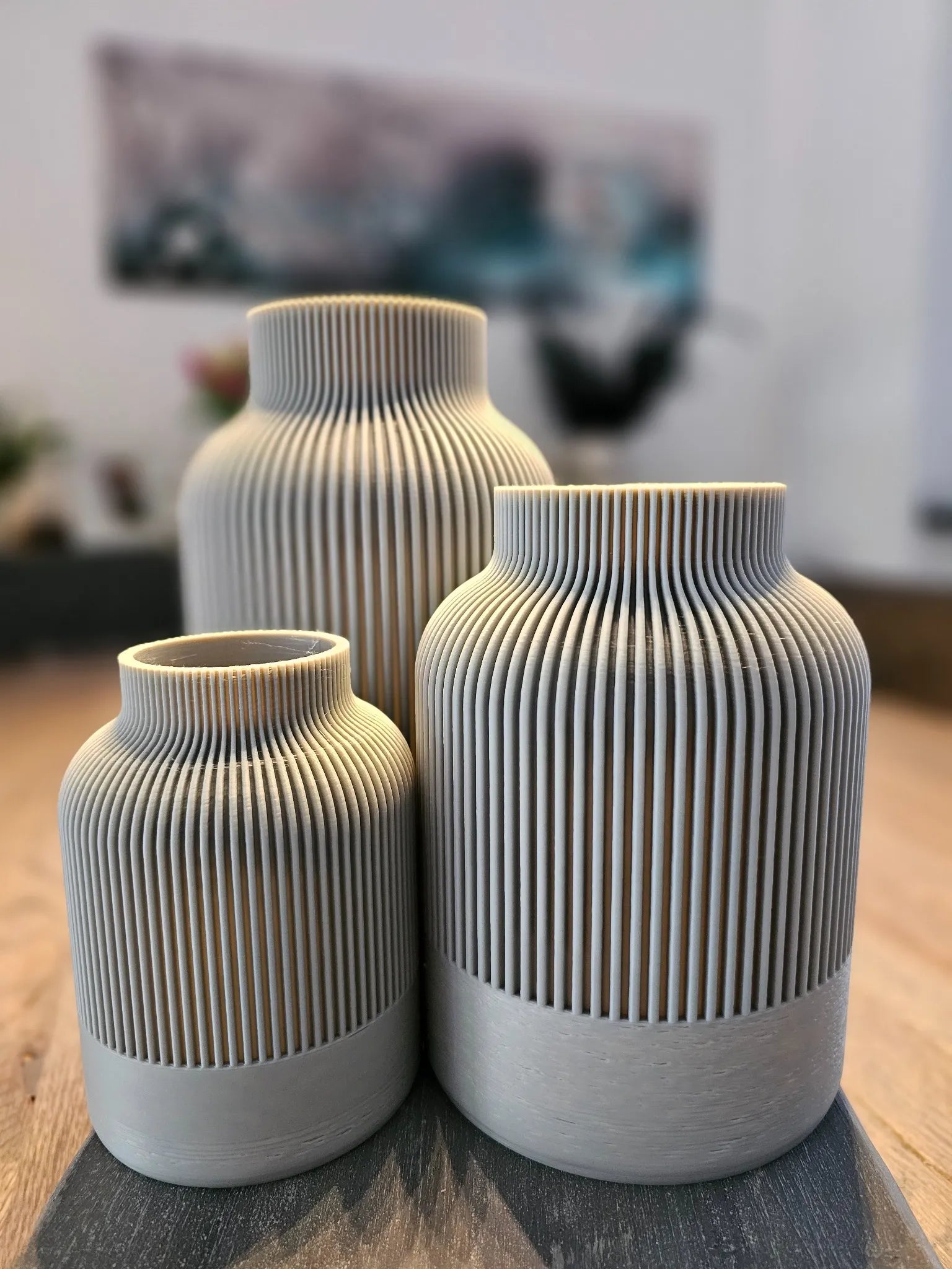 NORDUKI Vase Bundle in Grau – minimalistisches Japandi-Trio mit ruhigem Betonlook und strukturierter Oberfläche für stilvolle Wohnräume.