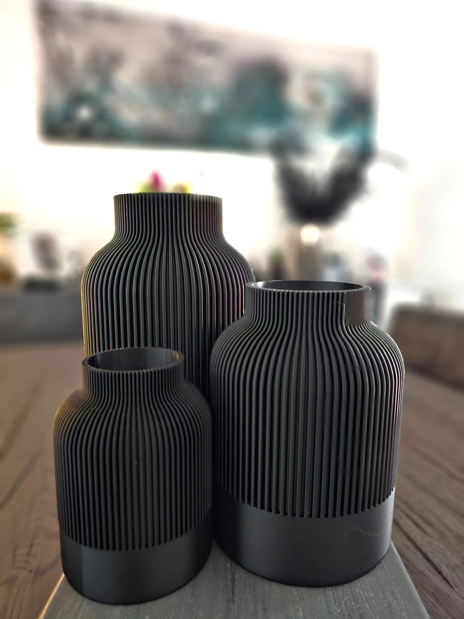 NORDUKI Vase Bundle in Schwarz – modernes Japandi-Bundle aus S, M und L mit elegantem dunklen Finish und klarer Linienführung.