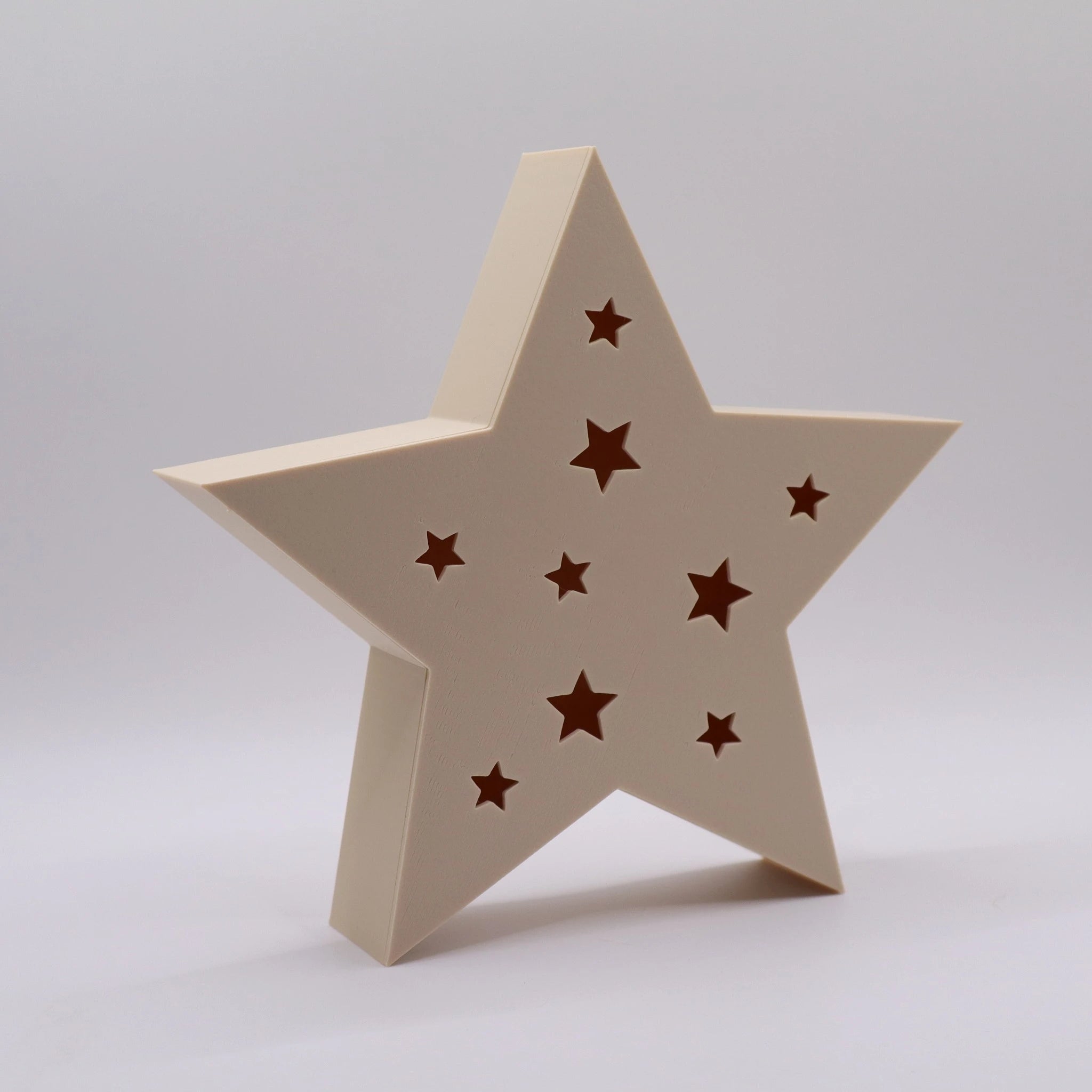 SilentStar in neutralem Licht – 3D gedruckte Weihnachtsdeko Sternform