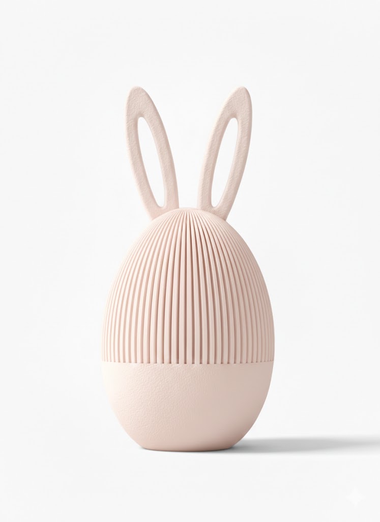 Arcana Egg in Beige als minimalistisches 3D-Druck Ei mit natürlicher, warmer Ausstrahlung – ruhige Osterdeko für moderne und skandinavische Einrichtungen.