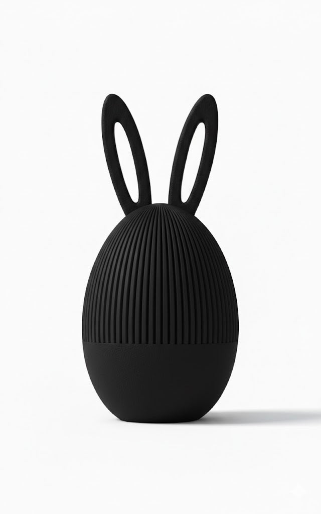Arcana Egg in Schwarz als minimalistisches 3D-Druck Designobjekt mit klarer, ruhiger Formgebung – moderne Osterdeko oder stilvolles Wohnaccessoire in dunkler Ausführung.