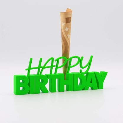 3D-Aufsteller "HAPPY BIRTHDAY" in Grün mit integriertem Halter für Geldscheine – perfekte Geschenkidee zum Geburtstag