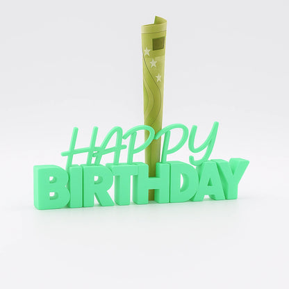3D-Aufsteller "HAPPY BIRTHDAY" in Mint mit integriertem Halter für Geldscheine – perfekte Geschenkidee zum Geburtstag