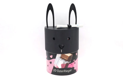ChocoMask Bunny Schokoriegel Geschenk zu Ostern in Schwarz – minimalistische Osterhasen Box für Schokolade oder kleine Überraschungen.