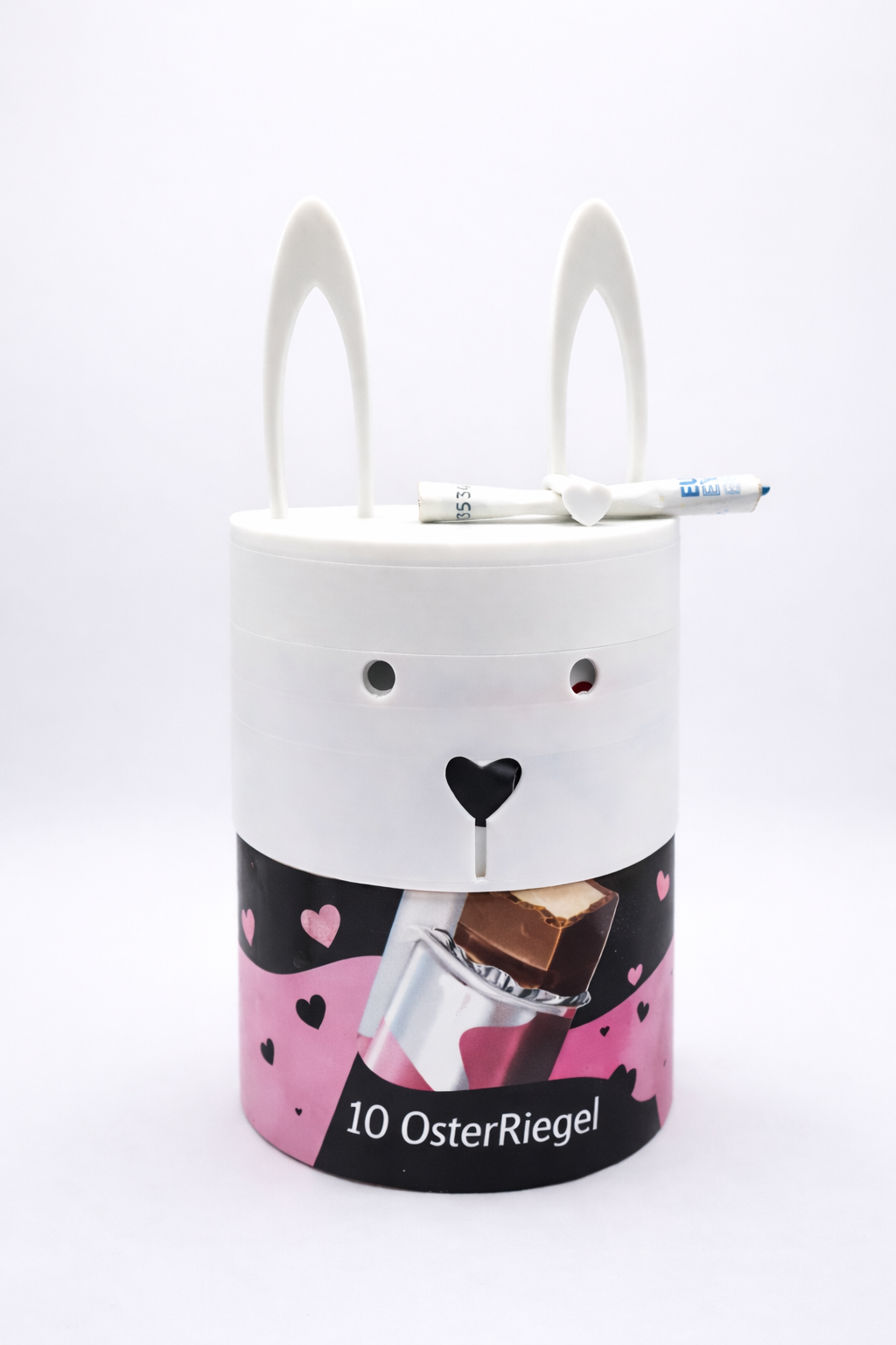 ChocoMask Bunny Schokoriegel Geschenk zu Ostern in Weiß – minimalistische Osterhasen Box mit Herzmotiv für Schokolade oder kleine Überraschungen von MUDIVO.
