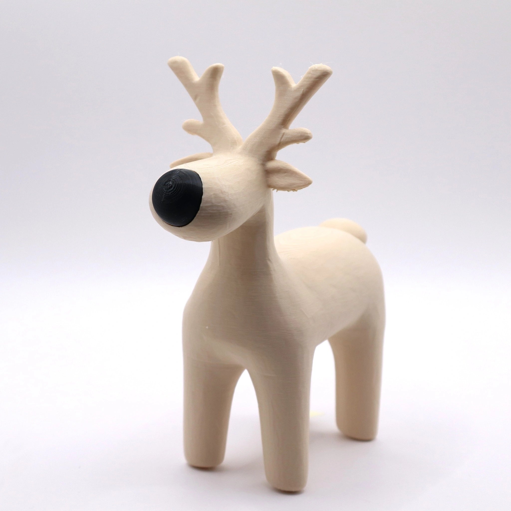 Großes Rentier in Beige mit schwarzem Hinterteil – elegante Weihnachtsdeko aus 3D-Druck