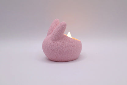 Egglow Teelichthalter in Rosa mit LED Licht als moderne Osterdeko in Hasenform aus 3D-Druck von MUDIVO