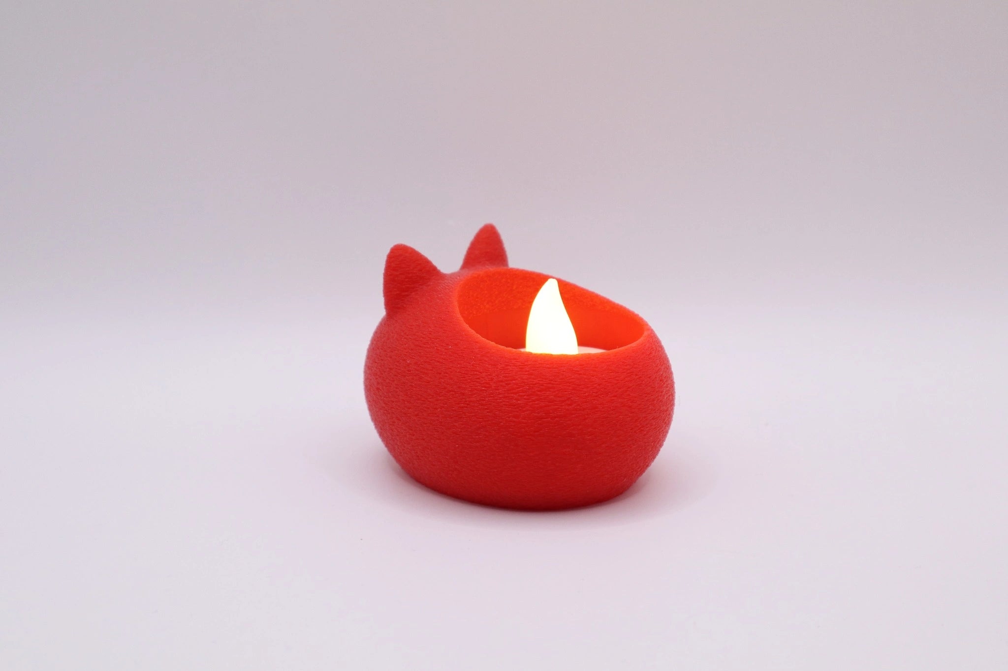 Egglow Hasen Teelichthalter in Rot mit LED Teelicht Rückansicht aus 3D-Druck von MUDIVO