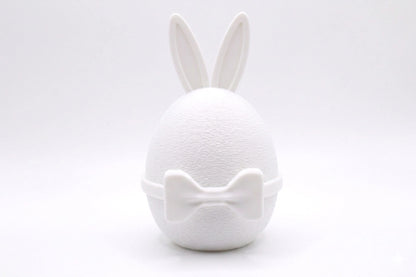 GentleEgg Design-Osterei mit Hasenohren und Fliege in Weiß – minimalistisches Osterdesign aus 3D-Druck von MUDIVO
