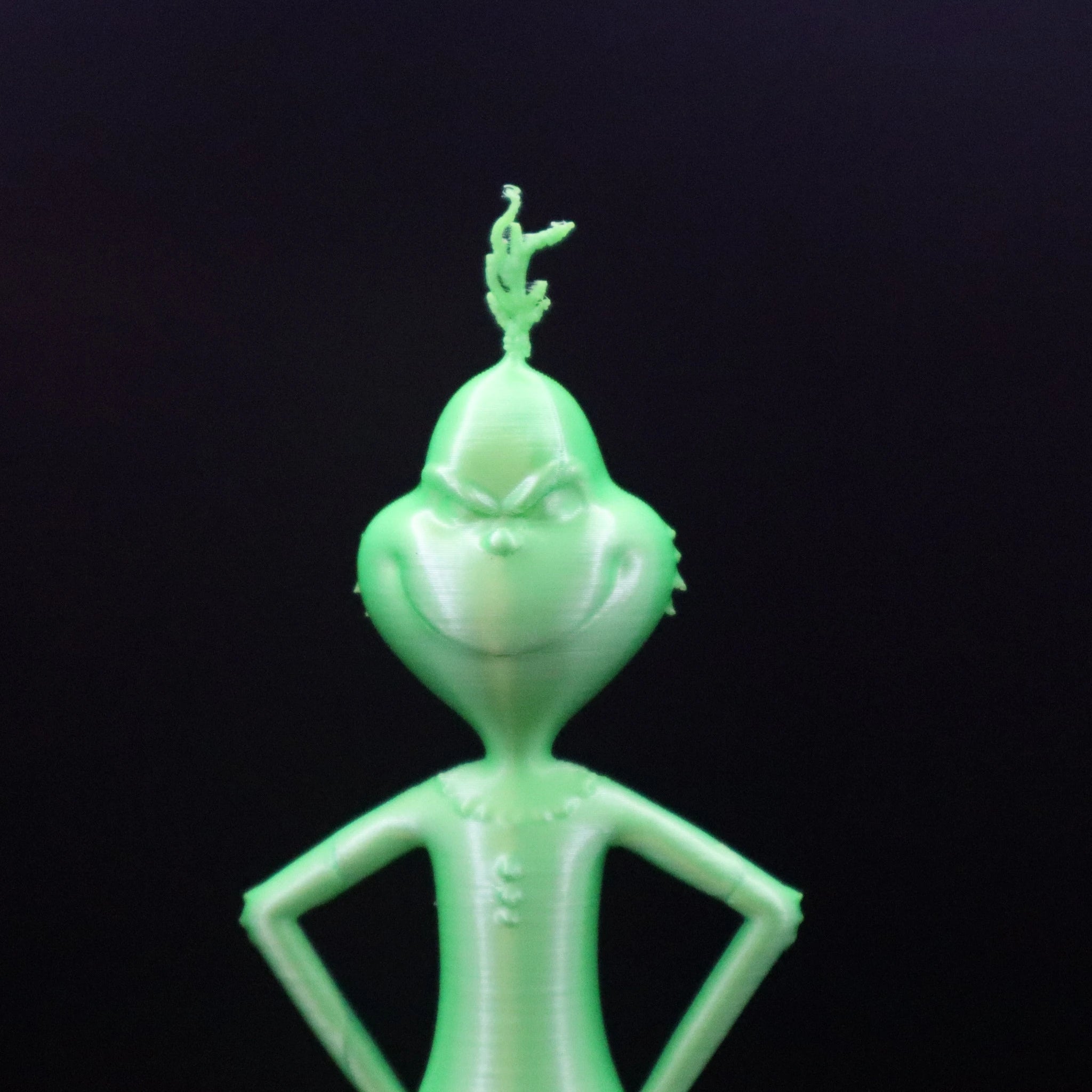 Detailaufnahme der Grinch Edition – freches Gesicht und feine 3D-Struktur