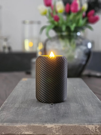 Luxéo – stilvoller Teelichthalter in Schwarz mit LED-Teelicht, modernes Deko-Highlight.