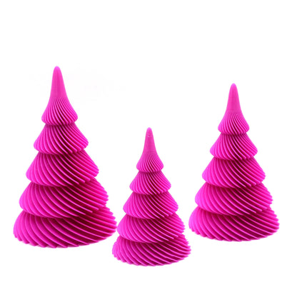 NordicSpiral Set in Fuchsia – drei Spiralbäume (S, M, L) im nordischen Design als Deko-Bundle