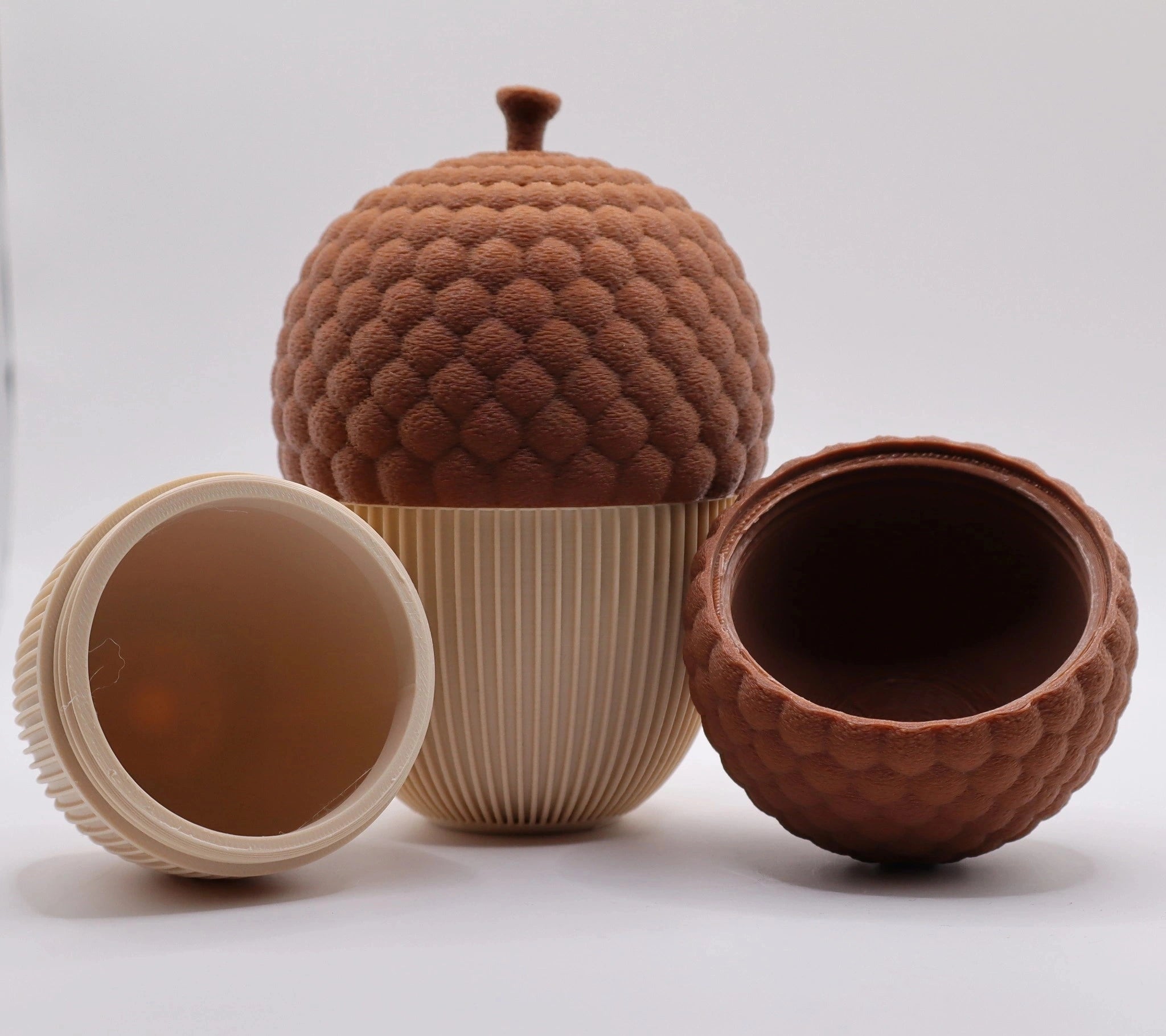 OakSecret Geheimfach – Eichel-Box mit braunem Deckel und beigem Unterteil