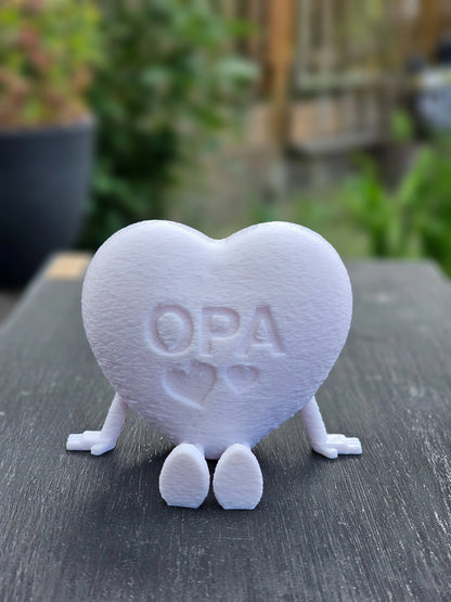 OPA Royal Herz -weiss – hochwertiges 3D-Dekoherz mit graviertem „OPA“-Schriftzug, liebevolles Geschenk für Opas, in verschiedenen Farben erhältlich.