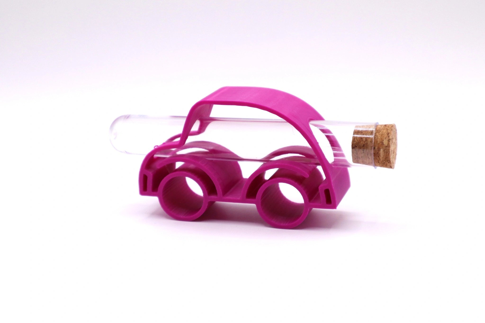 ScheinBar Mobil in Fuchsia als modernes Geldgeschenk im Auto-Design mit Reagenzglas, auffällig, kreativ und perfekt für besondere Anlässe