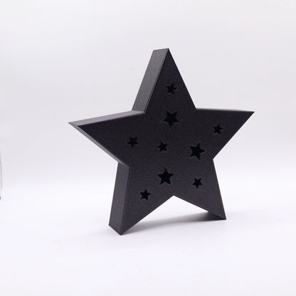 SilentStar in Schwarz – moderner 3D-Druckstern mit Sternenoptik, elegante Deko für Winter und Weihnachten