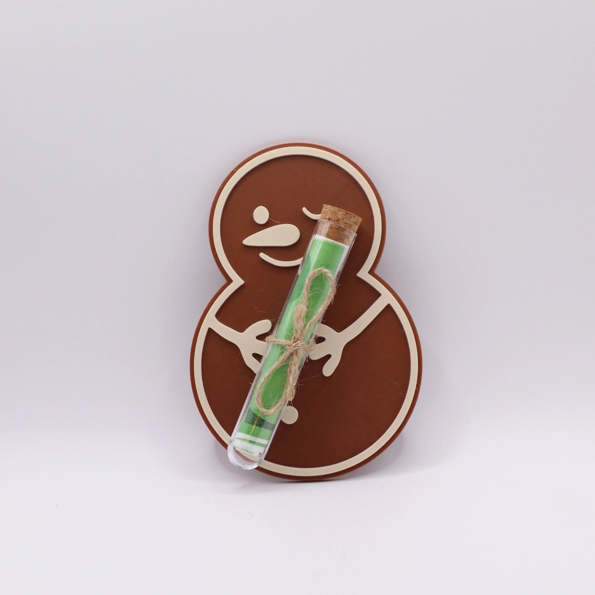 WunschWerk Karte „FrostyWish“ – süßer Schneemann mit Reagenzglas als originelles Weihnachts-Geldgeschenk